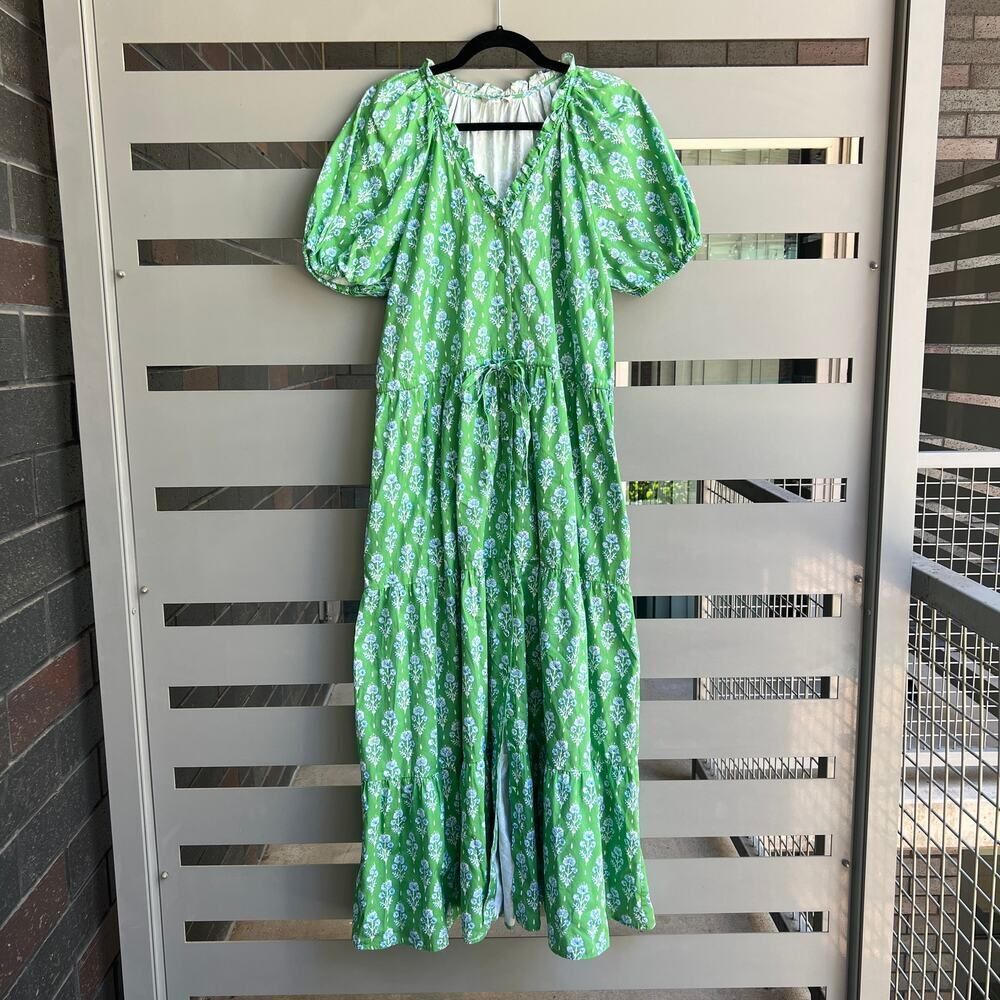 PATTY KIM Mint Floral Puff Sleeve Maxi Dress - Picture 2 of 8